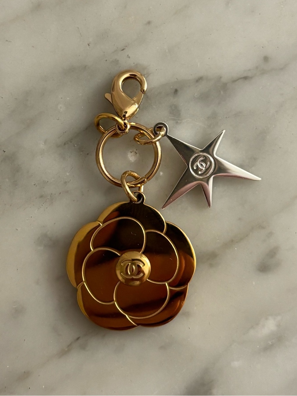 Chanel Gold and Silver Camellia Charm Holiday 2025